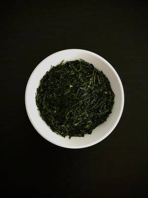 Okumidori sencha green tea loose leaf from Yame Fukuoka sold by Sabo Tea Australia in 30g satchel – Chiyonoen
