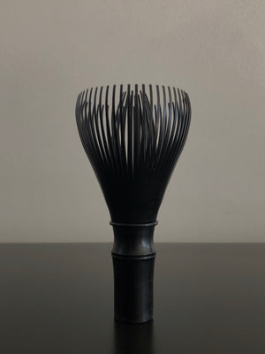 Chasen ceremonial matcha green tea black resin whisk from Japan sold by Sabo Tea Australia front view