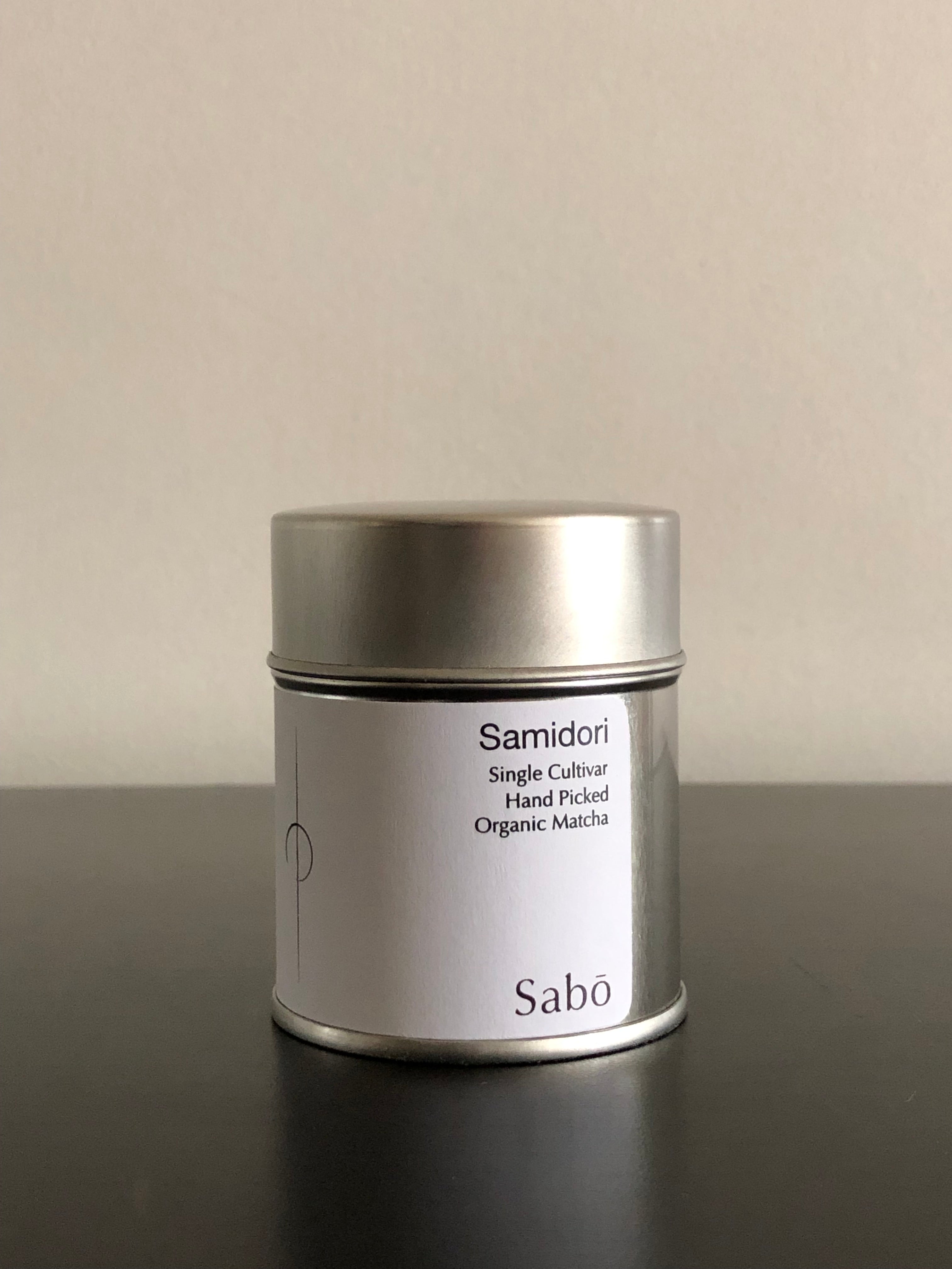 Samidori ceremonial organic matcha green tea powder from Gokasho Uji Kyoto sold by Sabo Tea Australia in 20g tin - Furukawa Seicha